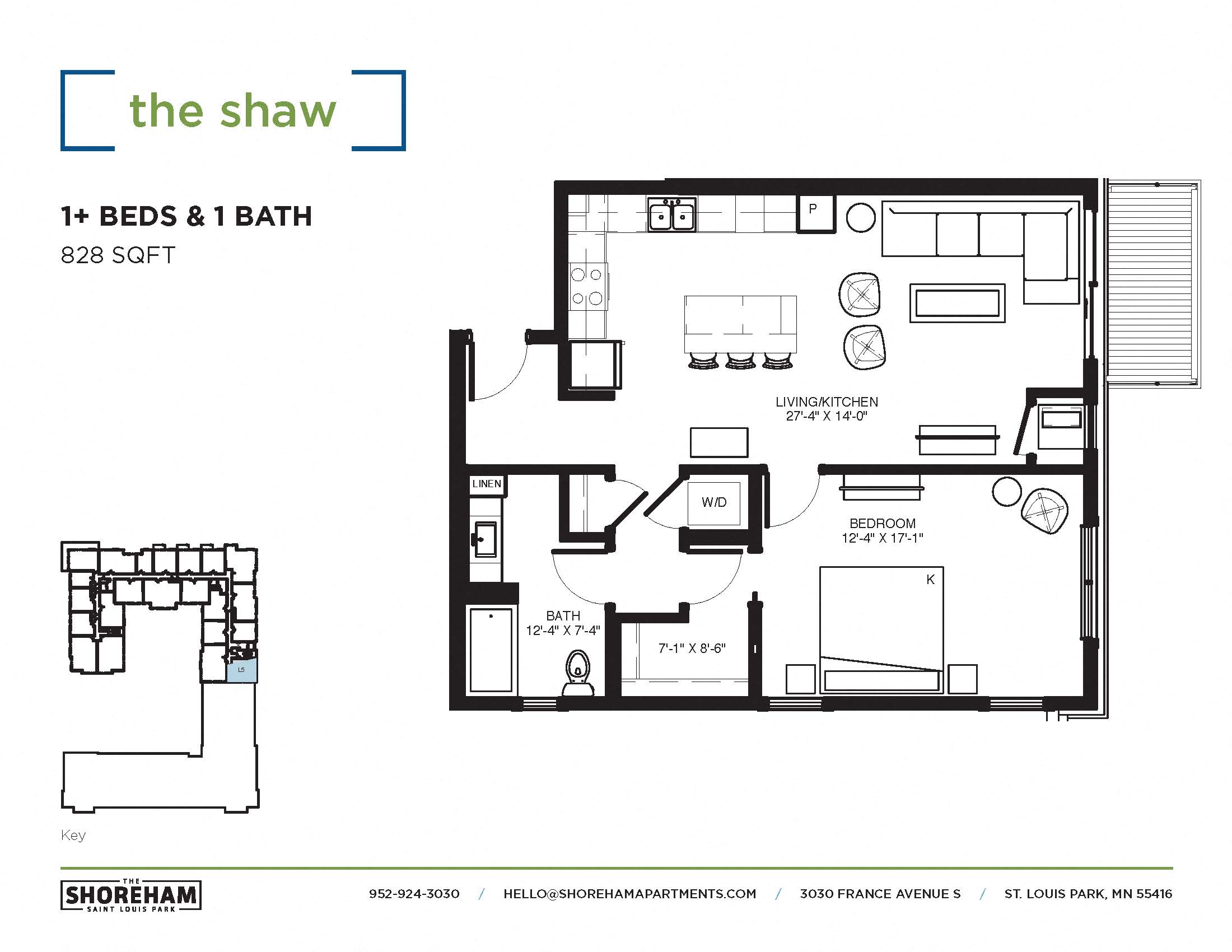 The Shaw Floor plan at The Shoreham, Minnesota
